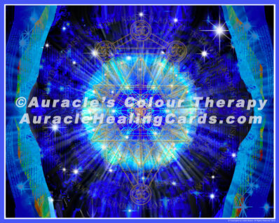Throat Chakra - 8 inch x 10 inch, Laminated Auracle Chakra Healing Card Mandala