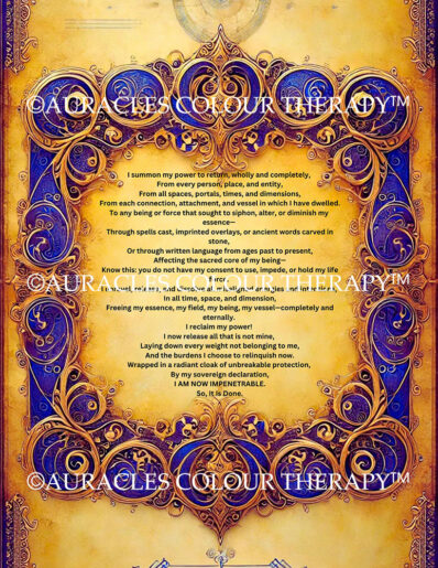 Invocation of Sovereignty, Power & Protection - 8 inch x 10 inch, Laminated