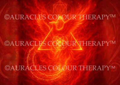 Ruby Phoenix: Gateway of Sacred Transformation - 8 inch x 10 inch, Laminated